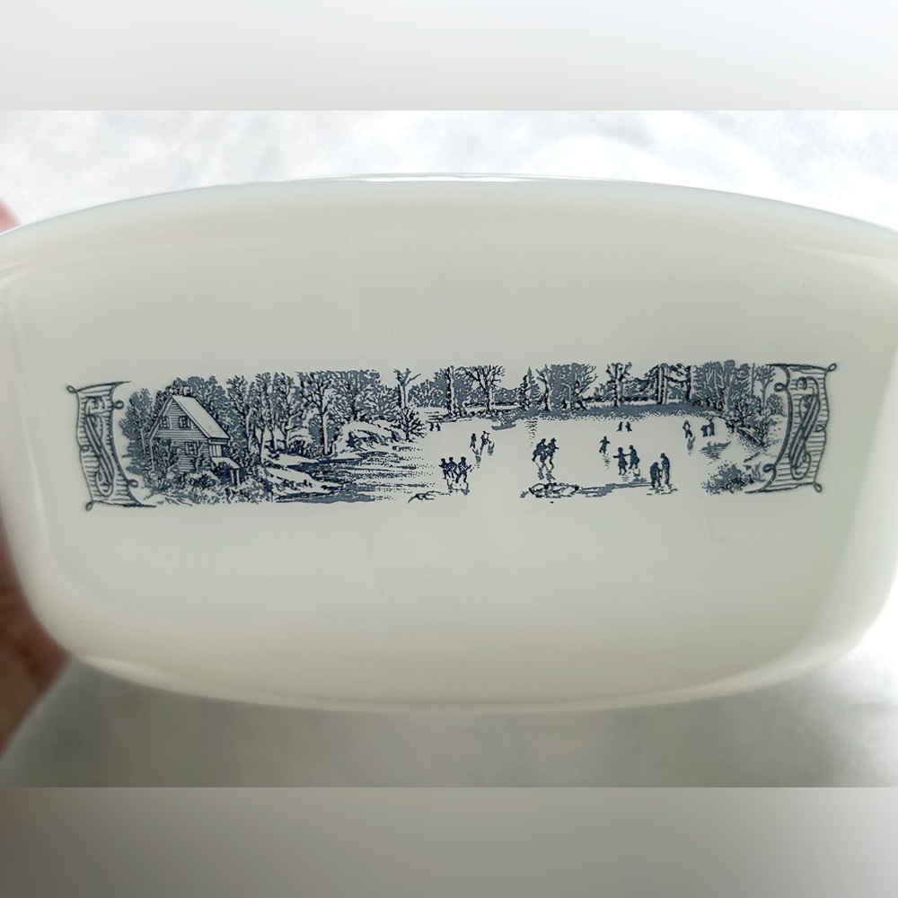2/$10 🌻LAST CHANCE🌻 VINTAGE Currier & Ives Milk Glass Casserole Dish